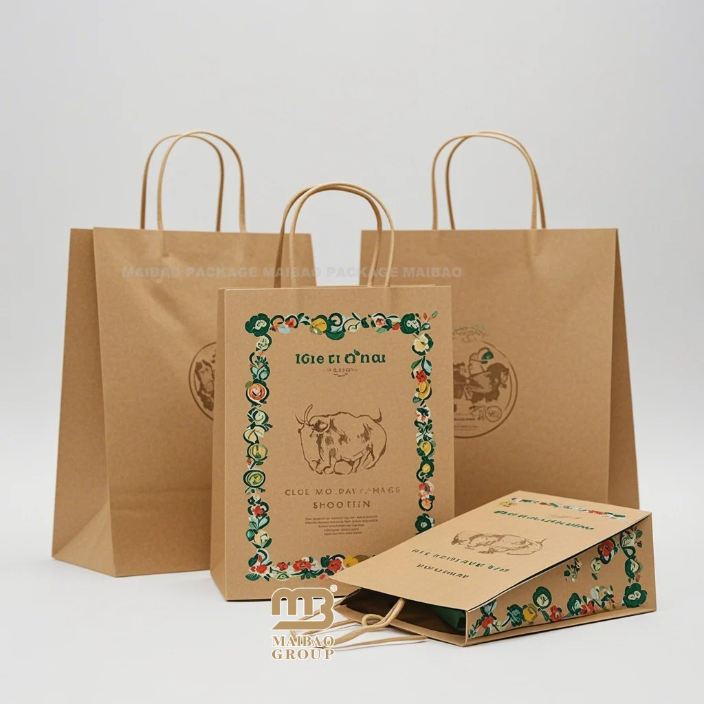 Индивидуальная печать, дизайн ваших собственных логотипов, OEM большие переработанные большие розничные сумки Bolsas Papel Kraft, подарочная бумага с ручкой