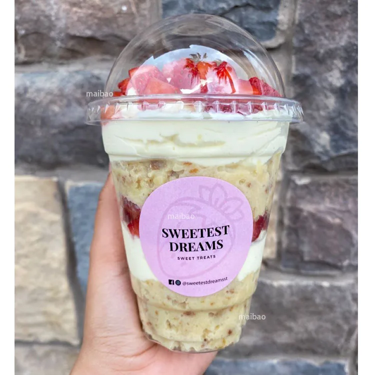 Упаковка для йогурта с индивидуальным логотипом, пластиковые чашки для парфе с клубникой, одноразовые пластиковые стаканчики для смузи, пластиковая чашка для десерта на 200 мл с крышкой