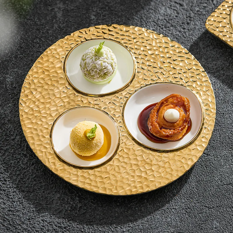 Tableware Cute Three Grid Design Disposable Plastic Dinnerware Sets Ceramic Plate Dividing Hotel Stock for Dinner & Wedding