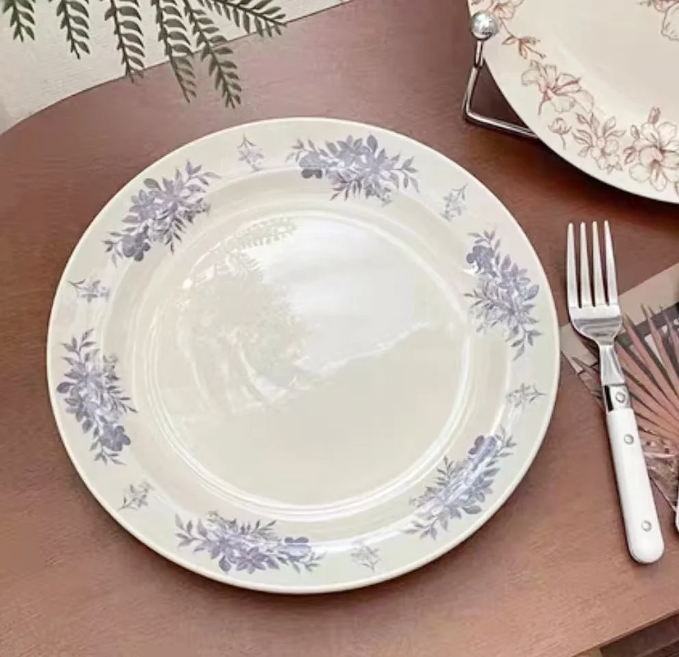 Enamel-colored Chinese Flowers Ceramic Dishes Plates Suitable for Wedding Party and Restaurant Parties and Dessert Decorations