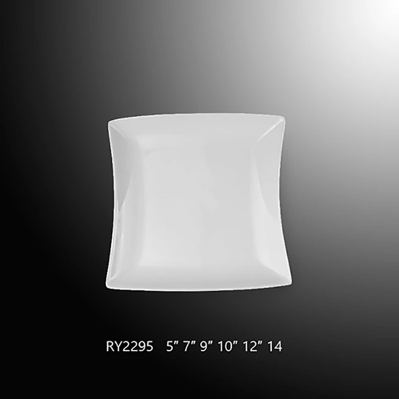 Оптовая торговля тарелками для гостиниц. Фарфоровые квадратные плоские квадратные тарелки.