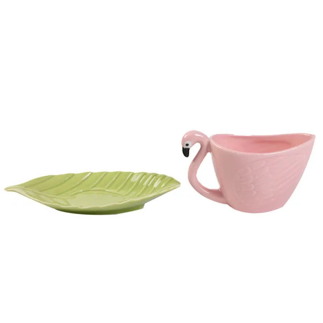 New Creative Flamingo Series Ceramic Cup Set European-style Home Tea Coffee Cup Kettle Plate
