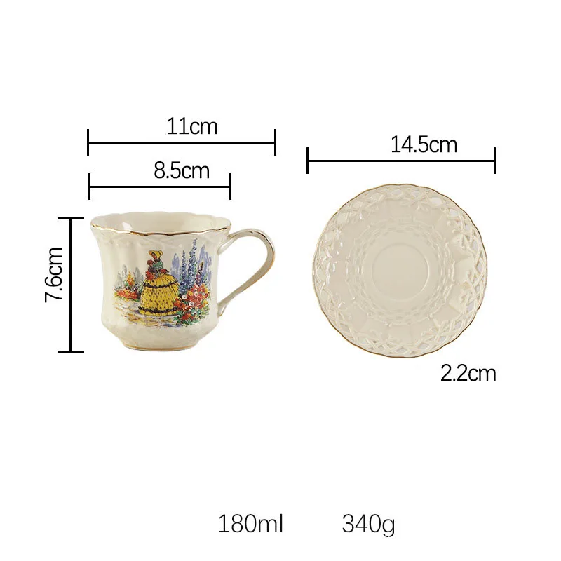 Luxury Creative Ceramic Coffee & Tea Mug Sets with Saucer Thickened Chinese Style Pottery for Manual Usage at Home