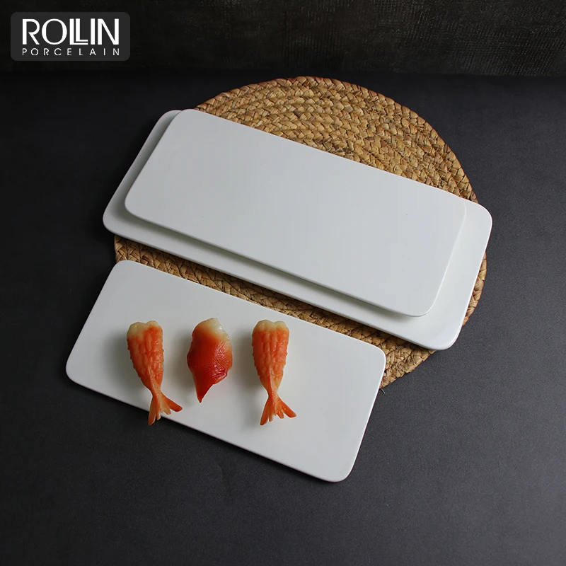 Керамический плоский поднос, белый фарфоровый японский обеденный сервиз, посуда, набор тарелок для суши, белый сервировочный набор для суши