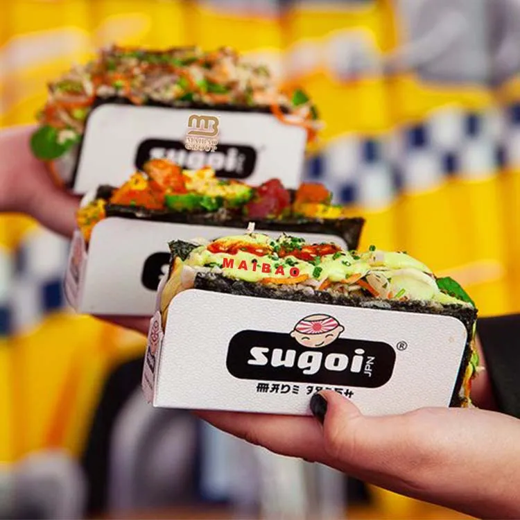 Фабрика Гуанчжоу на заказ, ресторан, обед, еда на вынос, бумажные коробки, держатель для упаковки тако, контейнер для коробки для тако на вынос