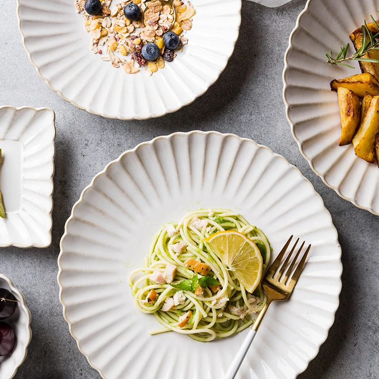 Роскошная посуда для белого ужина, наборы столовой посуды для ресторана, посуда, белая керамическая посуда, набор керамической посуды для ужина