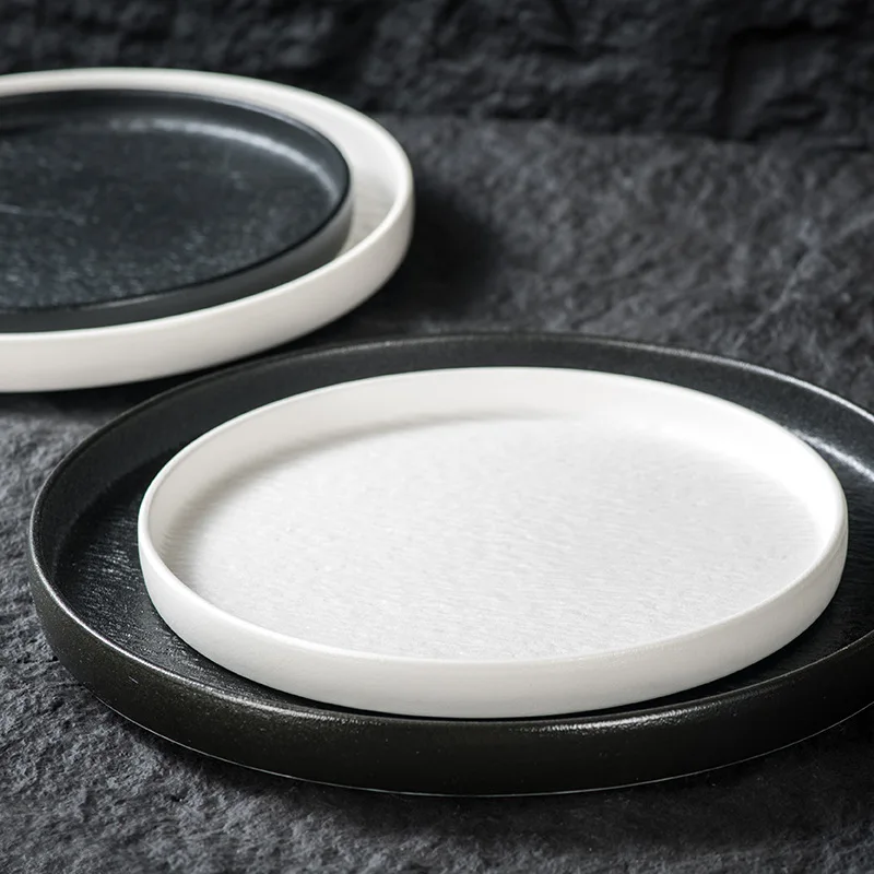 Черно-белая обеденная тарелка Vajilla Horeca, фарфоровая тарелка Piatti Ristorante Gourmet Assiette, керамическая тарелка, ресторанная посуда