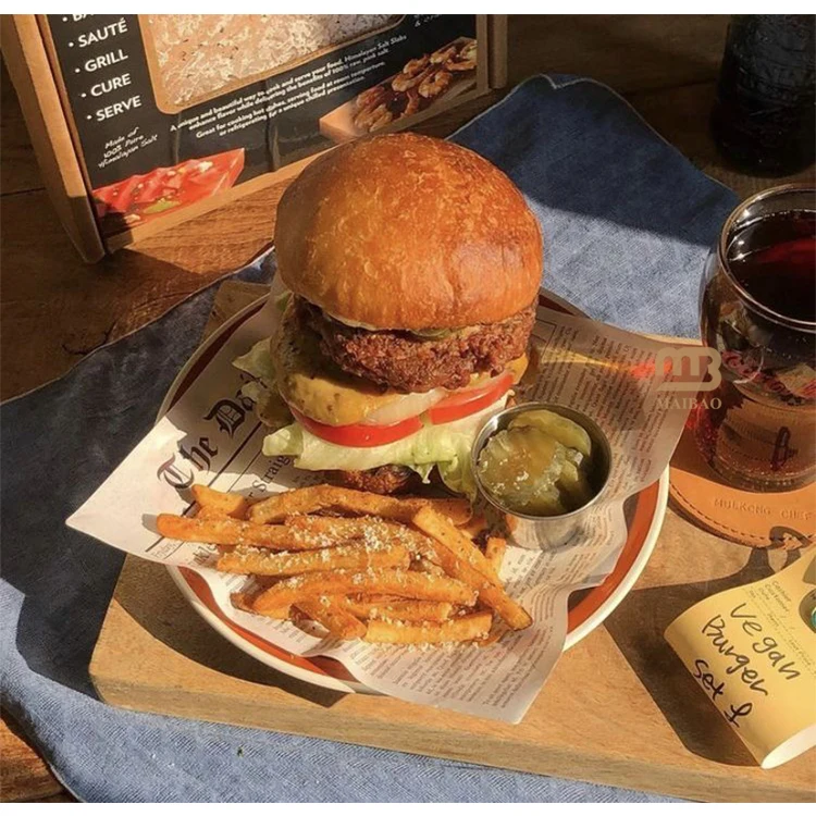 Жиронепроницаемая упаковочная бумага для гамбургеров для быстрого приготовления хлеба, крафт-бумага для выпечки сэндвичей, упаковочная бумага для пищевых продуктов, упаковочная бумага с логотипом на заказ