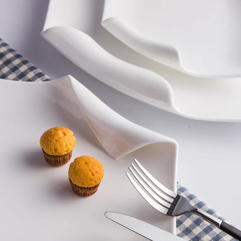 Factory Price Hotel Tableware Table Square Irregular Plates Can Be Used As Western Steak Plates and Italian Pasta Plates
