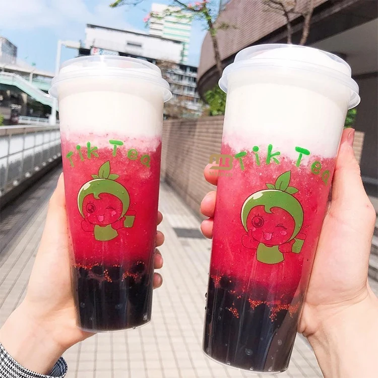 Рекламный пластиковый стаканчик, 22 унции, чай Боба, прозрачный, 20 унций, пластиковые стаканчики с крышками, пакет для кофе, сока, смузи, одноразовый стаканчик из полипропилена