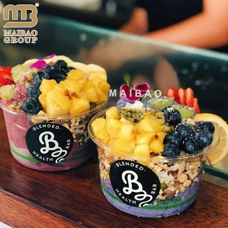 Оптовая продажа на заказ PP PET Прозрачные пластиковые чашки для мороженого 200 мл Био Парфе Фруктовый десерт Холодные чашки Йогурт Пластиковые чашки с крышками