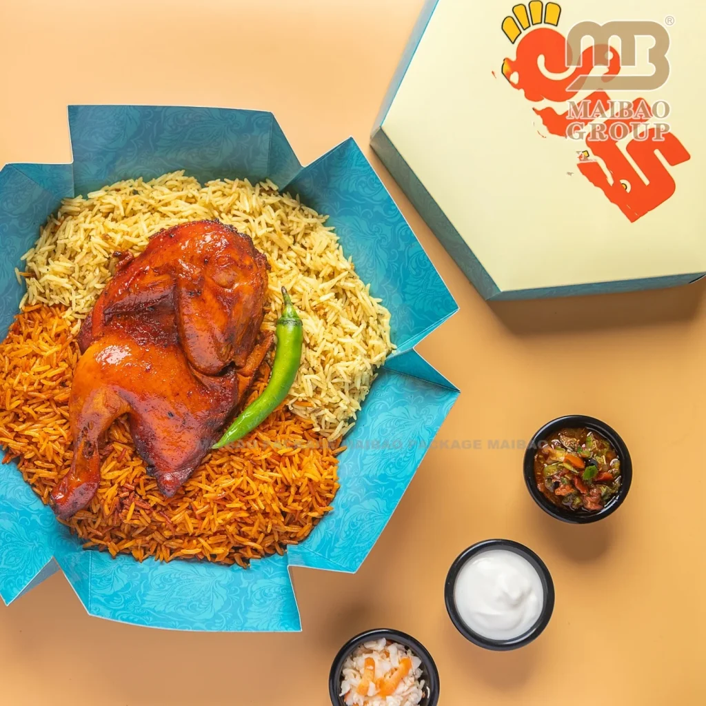 Упаковка для горячего фаст-фуда Курица-гриль Халяль Бириани Манди Бухари Коробка с рисом Жареная курица по-французски Обед на вынос