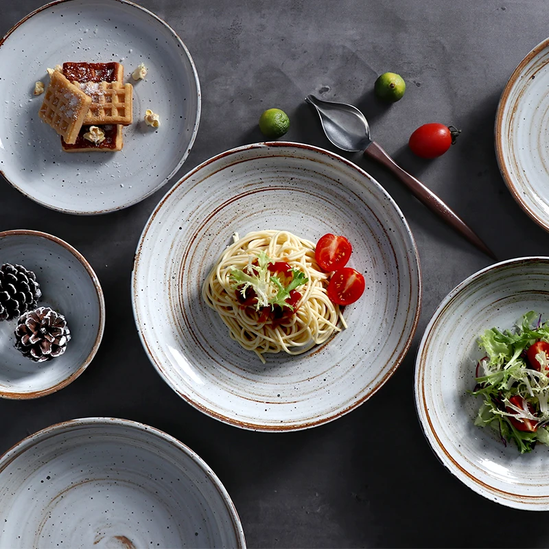 Высокое качество, элегантная керамика ручной работы, круглый набор столовой посуды, столовая керамическая посуда, наборы тарелок, наборы столовой посуды