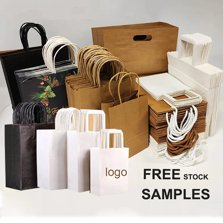 Изготовленный на заказ переработанный бумажный пакет для подарочной упаковки с логотипом Bolsa De Papel Сумка для покупок по оптовой цене Сумка для покупок из крафт-бумаги с логотипом