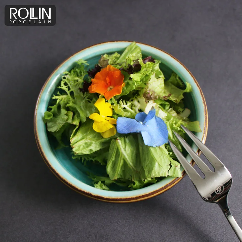 Эмалированные суповые миски для ресторана, посуда, зеленый фарфор для отеля, керамическая салатница в Англии, сервировочная посуда для кафе