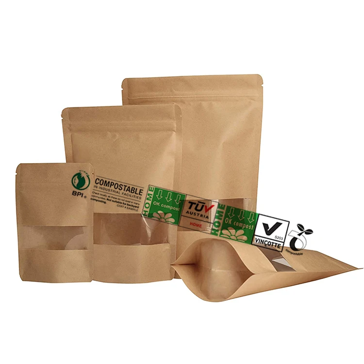 Оптовая продажа, изготовленная на заказ экологически чистая многоразовая застежка-молния с застежкой-молнией, стоячая упаковочная сумка, биоразлагаемые бумажные пакеты для упаковки соли для ванн