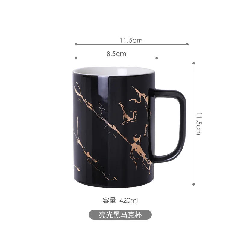 Luxury Nordic Gold Glazed Marble Ceramic Cup Mug Custom Coffee Milk Tea Cup Mugs