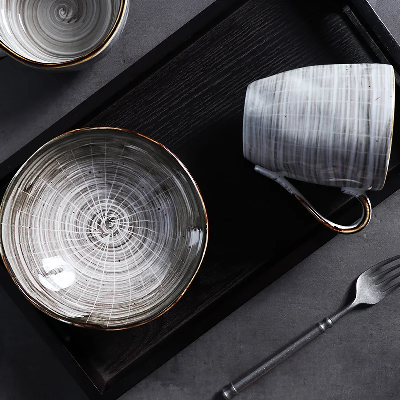 Оптовый набор керамической посуды для ресторана, роскошные тарелки для ресторана, дешевые фарфоровые миски и набор чашек