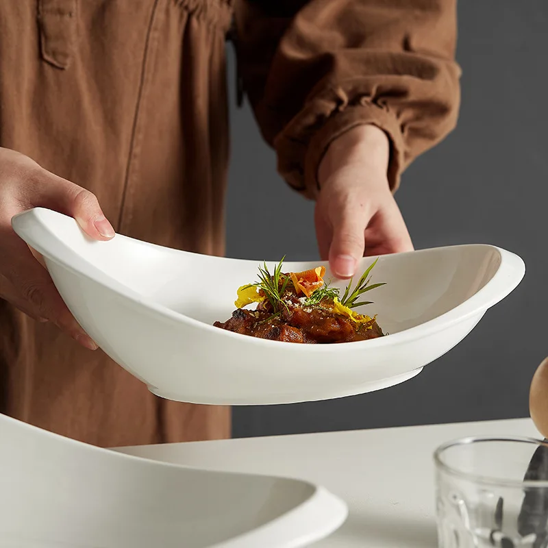 Ceramic Dinner Plate Salad Fruit Pasta Dessert Puree Soup Serving Bowl Home Restaurant Dinnerware Set Dinner Plates in Wedding