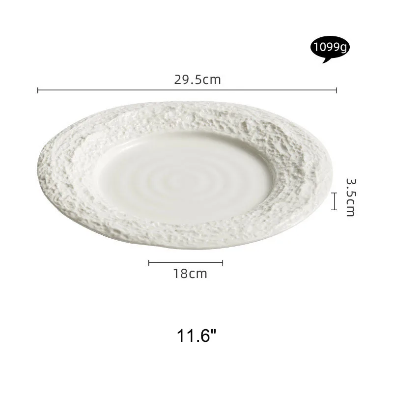 10.5  Creative Wedding Tableware Relief Stone Pattern Western Dinner Catering Ceramic Plate