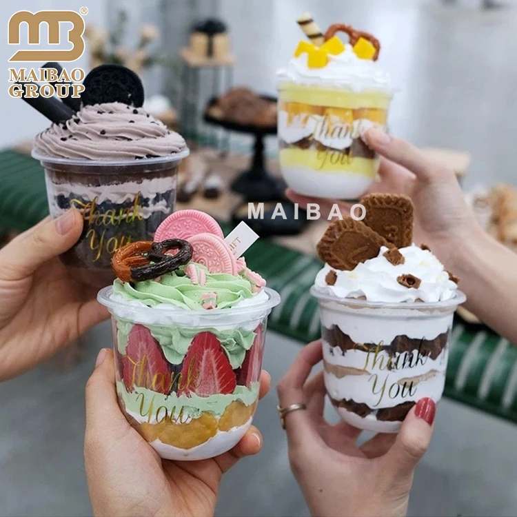 Изготовленная на заказ пластиковая чашка для десерта на 6 унций с крышкой, одноразовые пластиковые чашки на 16 унций, 500 мл, 24 унции, 700 мл, U-образная форма, кофейные, молочные коктейли, кофейные чашки для чая с пузырьками