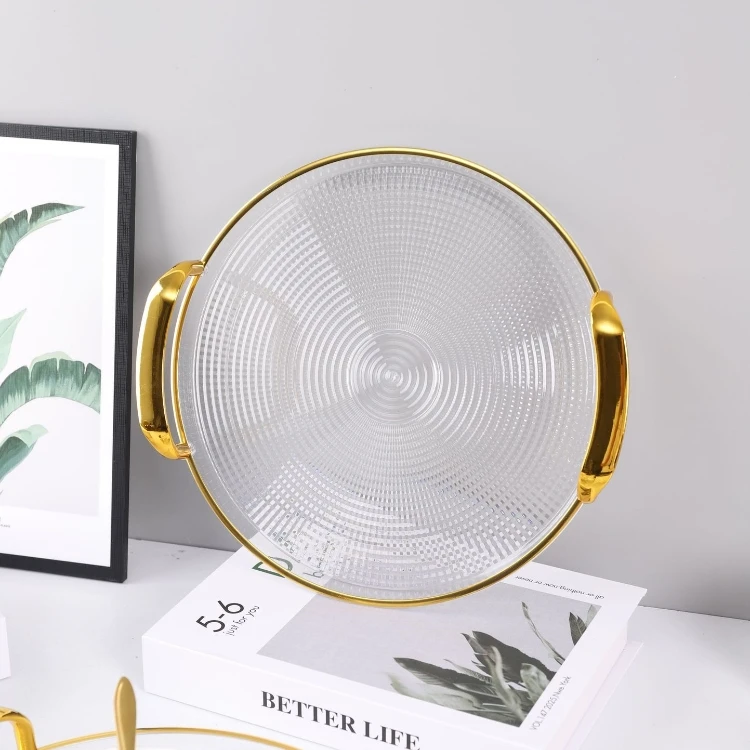 Luxury Gold Edge Storage Tray Eco-Friendly Plastic Food Party Container for Kitchen Snack Fruit Spice Holding for Home Party