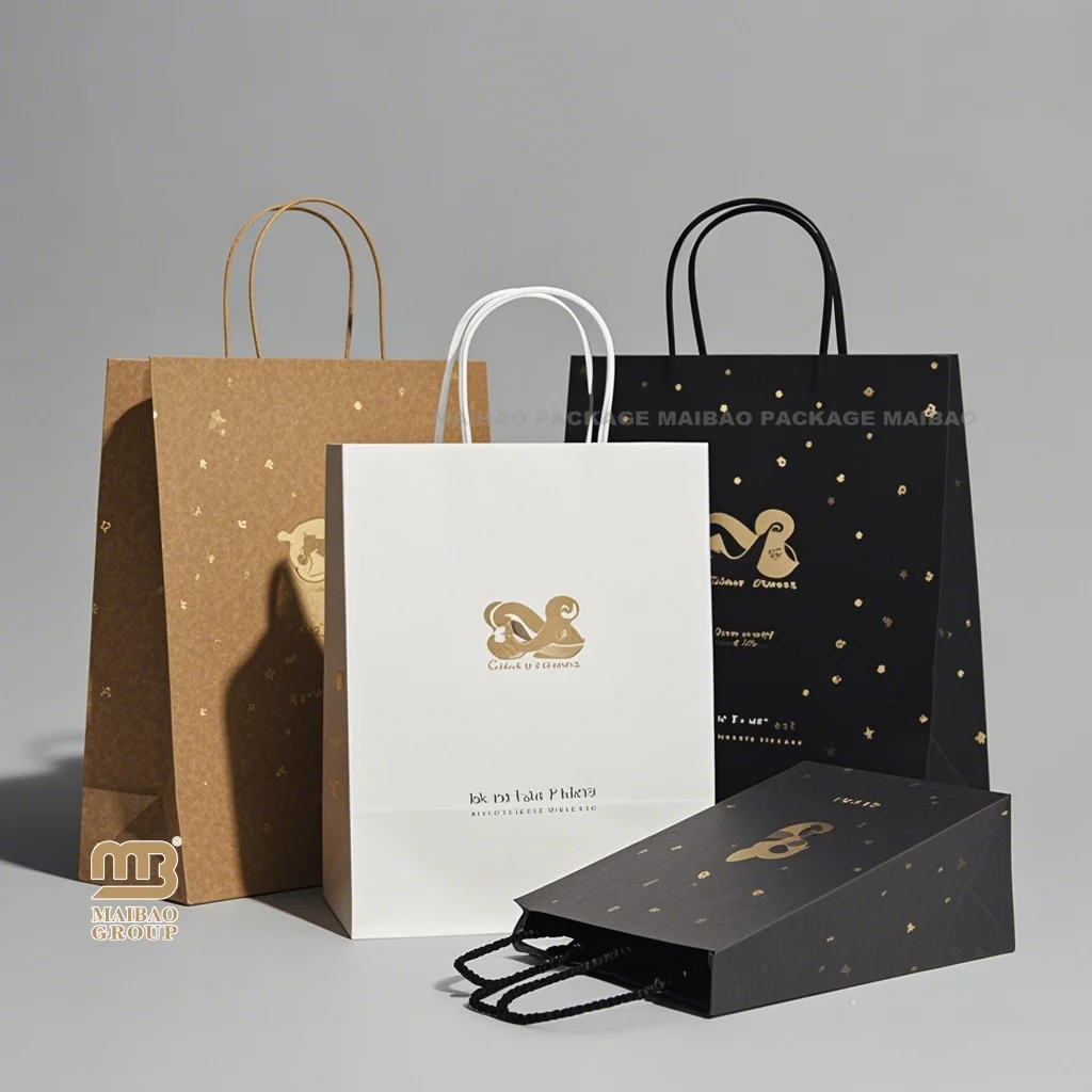 Бумажные пакеты большого размера с принтом на заказ с ручками, оптовая продажа, брендовая бумажная сумка из переработанной одежды, подарочная сумка для покупок из крафт-бумаги