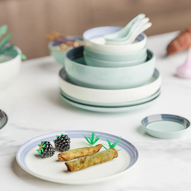 Modern Luxury European-Style Ceramic Tableware Hotel Restaurant Grade Disposable Sustainable Cutlery Set for Home Kitchenware