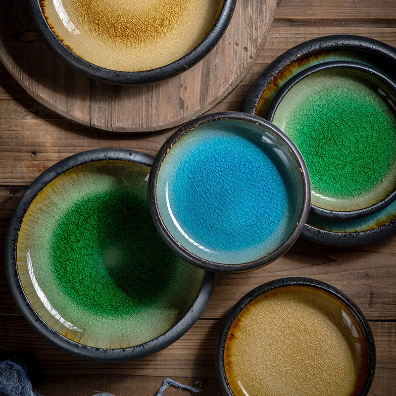 Обеденные тарелки в скандинавском красочном стиле для ресторана, отеля, белая круглая плоская тарелка-купе, современная модная духовка, безопасный фарфоровый стейк