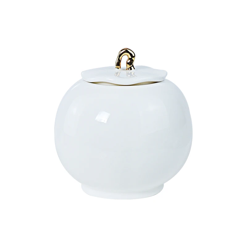 Керамическая фабрика Чаочжоу с цветочной крышкой сахарницы, роскошная белая сахарница из костяного фарфора с золотой наклейкой