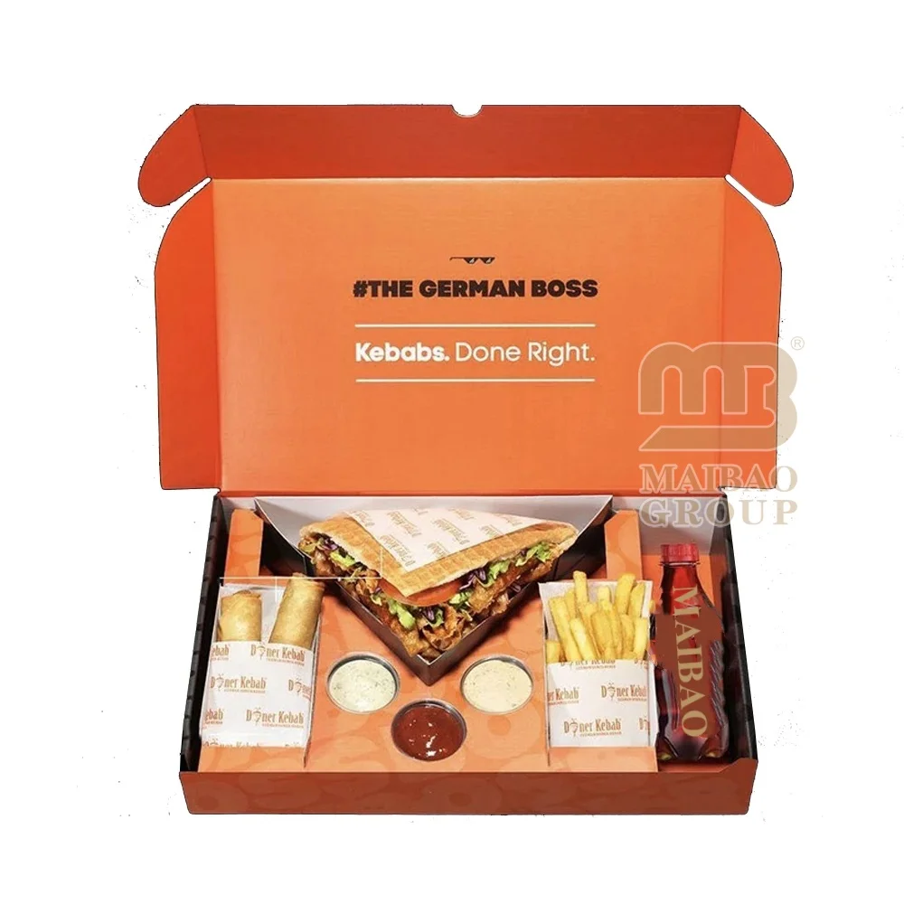 Пользовательский логотип выньте бумажную коробку Kraft для бранча на вынос