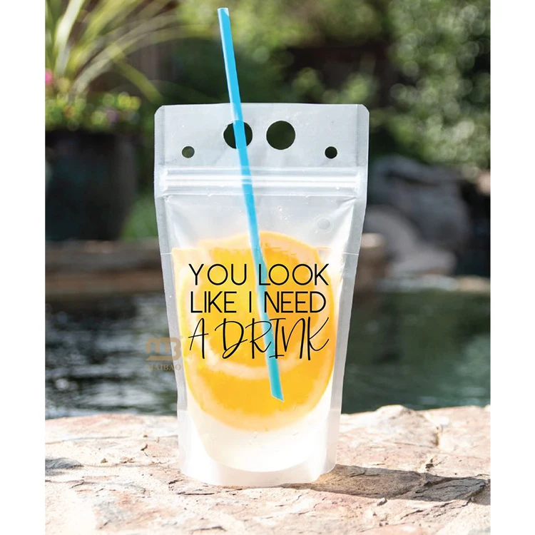 Индивидуальные биоразлагаемые пакеты для чистой воды, жидких пищевых продуктов, напитков, одноразовые пластиковые пакеты для сока, пакеты с отверстием для соломы