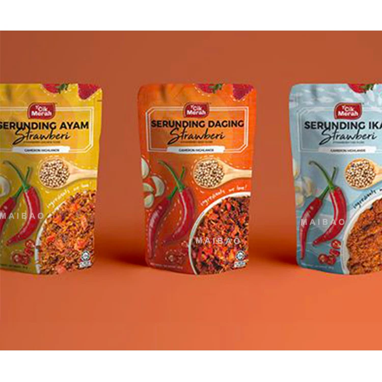 Производство матового матового стоячего мешка, закрывающегося пищевого порошка для специй, упаковки на молнии, пластикового майларового мешка с логотипом