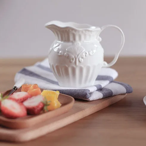 European Relief Ceramic Coffee Milk Pot Ceramic Large Capacity Milk Pot Milk Cup