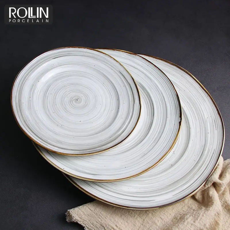 Новый дизайн, наборы посуды, роскошный ресторан, отель, домашний обеденный набор, круглая тарелка, набор посуды, фарфоровая посуда