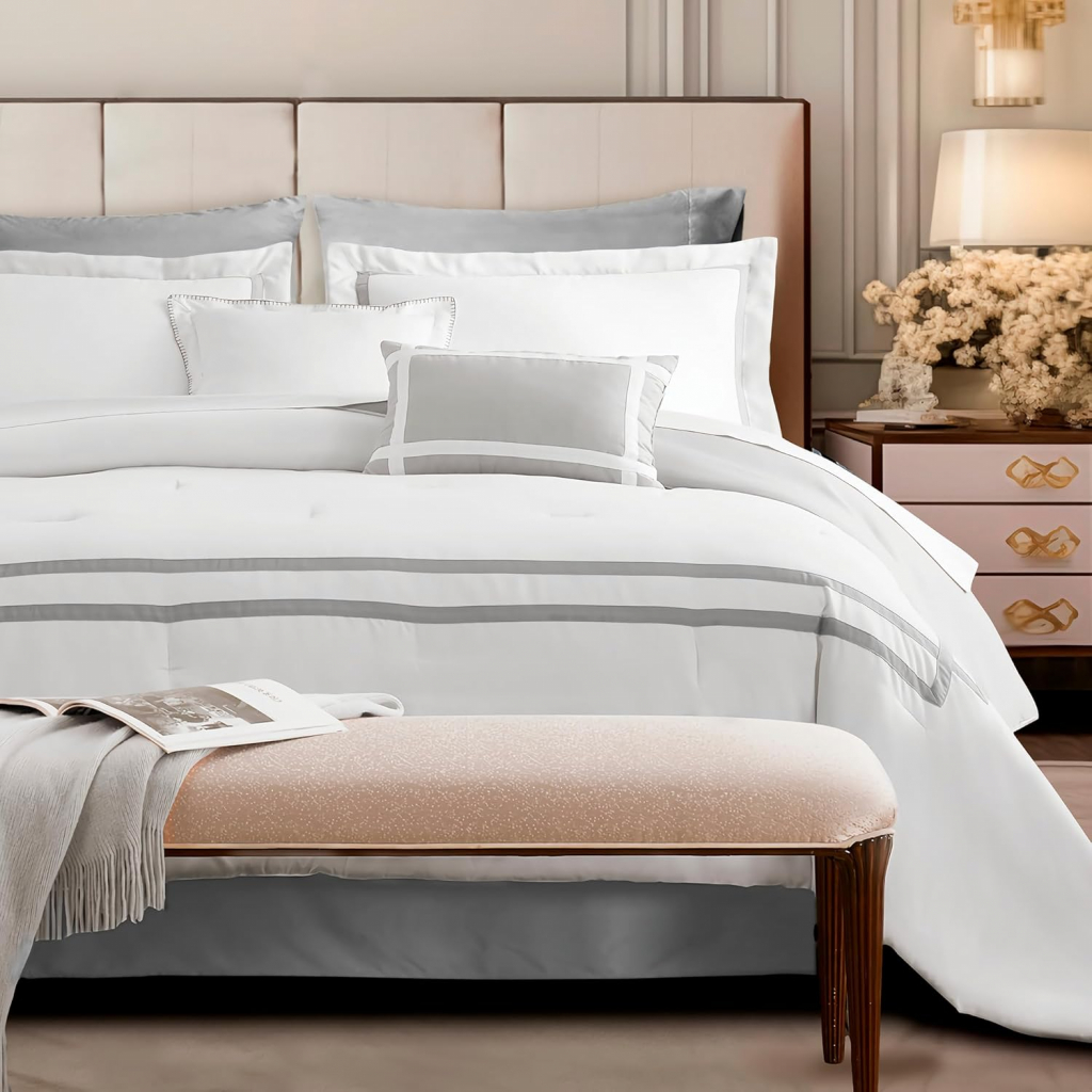Современный легкий роскошный комплект постельного белья из 8 предметов, белый гидроматовый белый отель, одеяло, простыня, наволочка, наборы пододеяльников