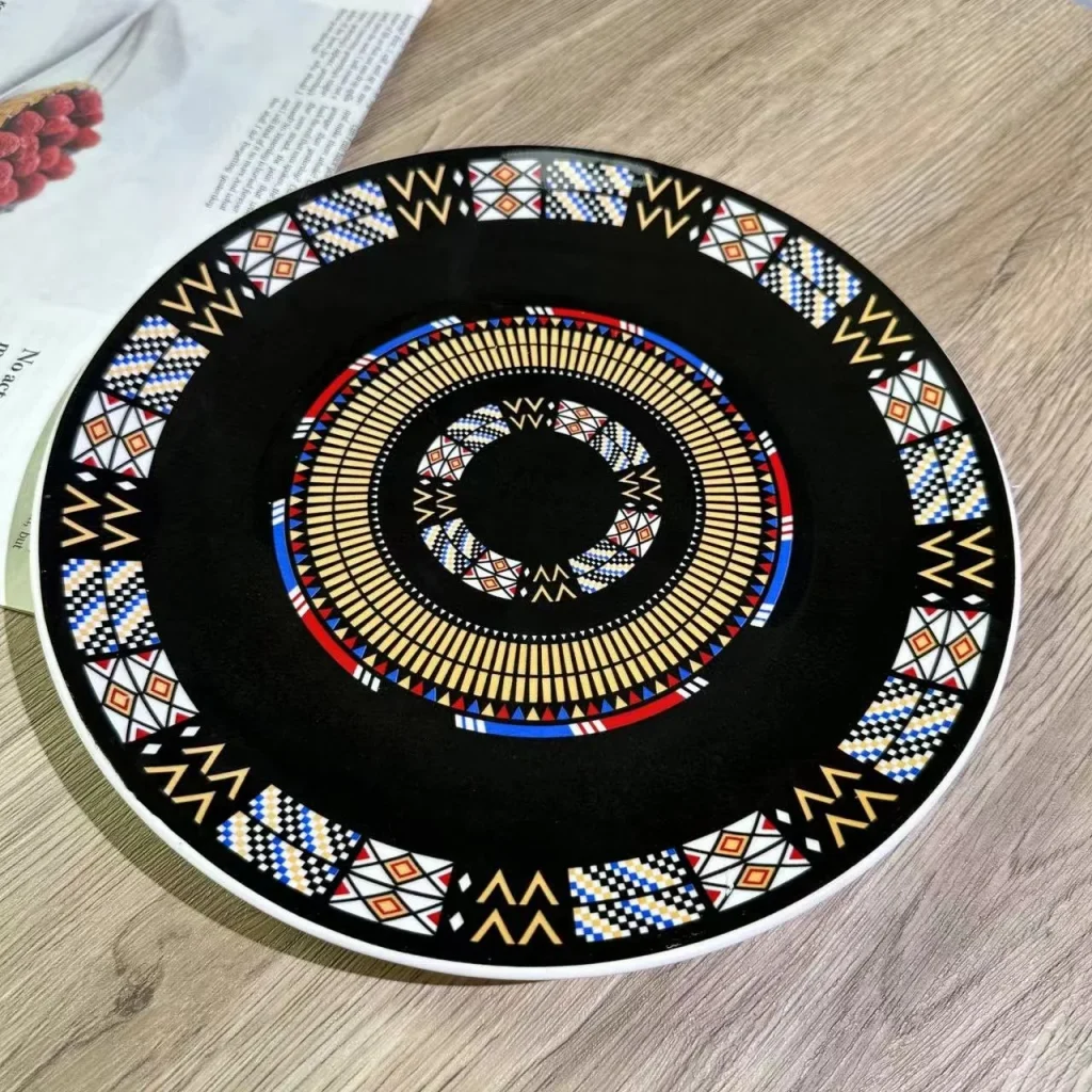 Оптовая продажа 10-дюймовая богемная керамическая тарелка креативная посуда для дома и ресторана двойного назначения для подачи еды