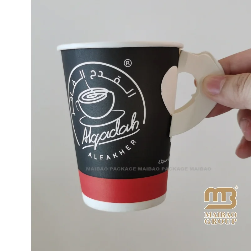 Одноразовый бумажный стаканчик с ручкой, идеально подходящий для горячих напитков, чая и кофе, бумажные стаканчики с ручкой, бумажные стаканчики с индивидуальной печатью