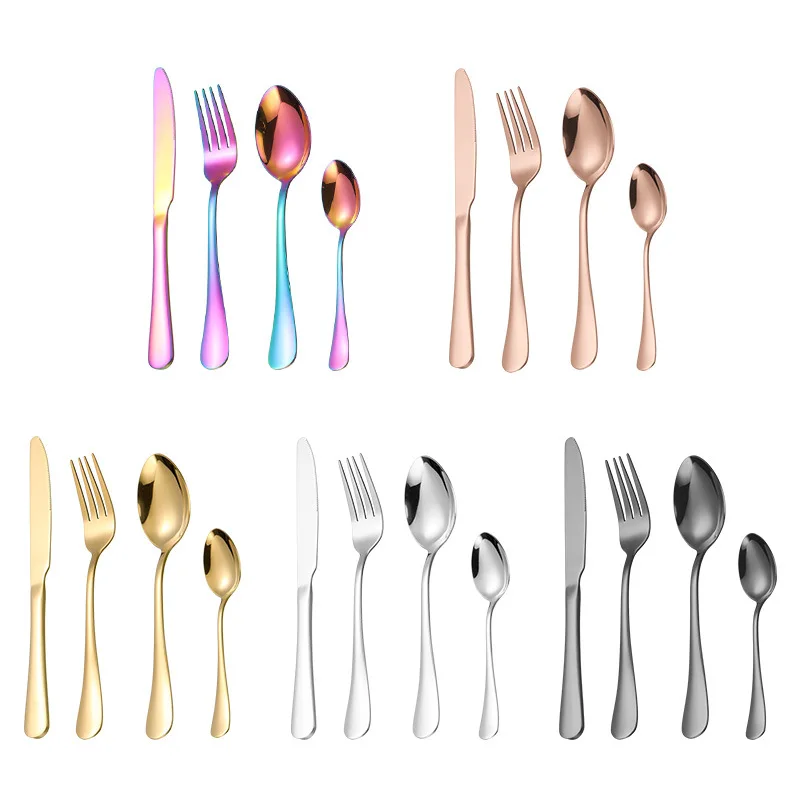 High Quality 24-Piece Stainless Steel Gold Cutlery Set Modern Design Knife Spoon Fork for Parties Sustainable Features