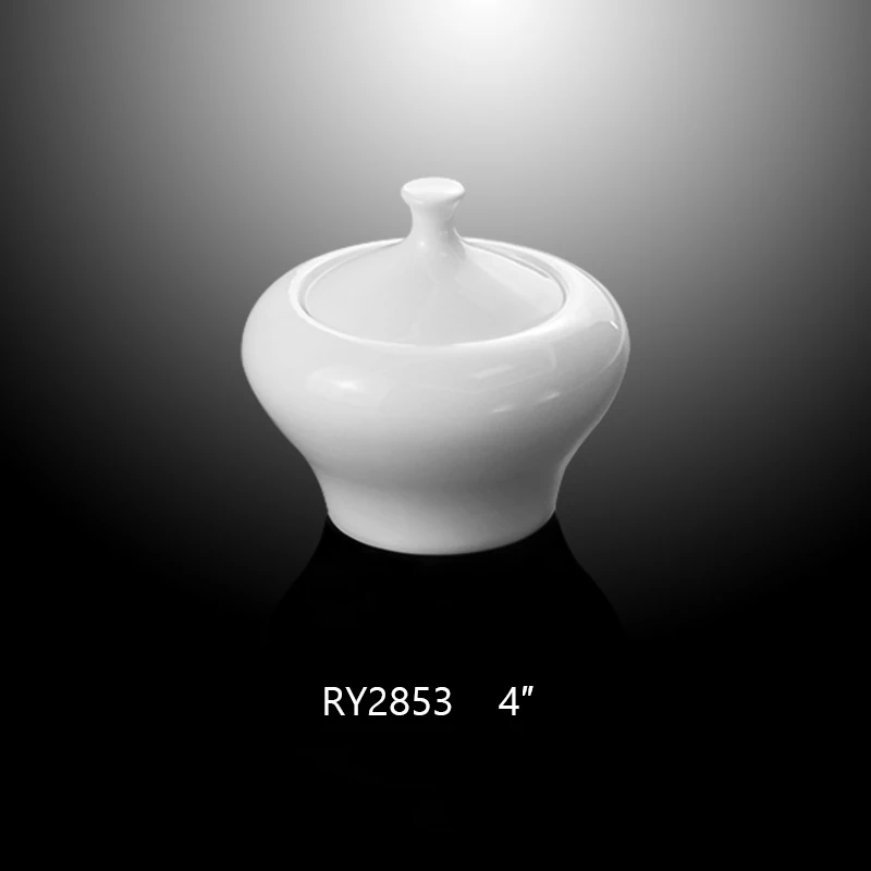 Фарфоровая круглая сахарница для отеля, керамическая банка с крышкой