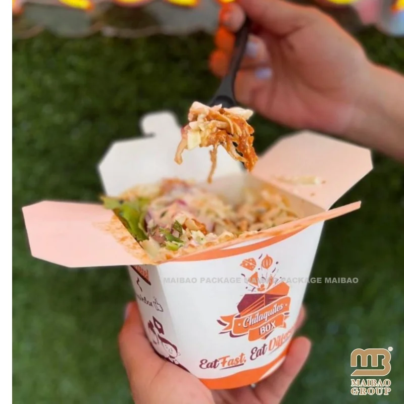 Коробки на заказ, контейнер для еды в ресторане, круглая одноразовая коробка для лапши, 16 унций, донер, кебаб, гриль, мясная упаковка, бумажная упаковочная коробка