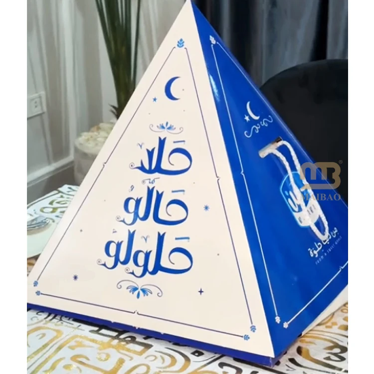 Бумажная пирамидальная коробка индивидуального дизайна для кейтеринга, пирамидка для закусок, торта, хлеба, коробка на вынос, пирамидальная упаковка для выпаса десертов, упаковка для пищевых продуктов