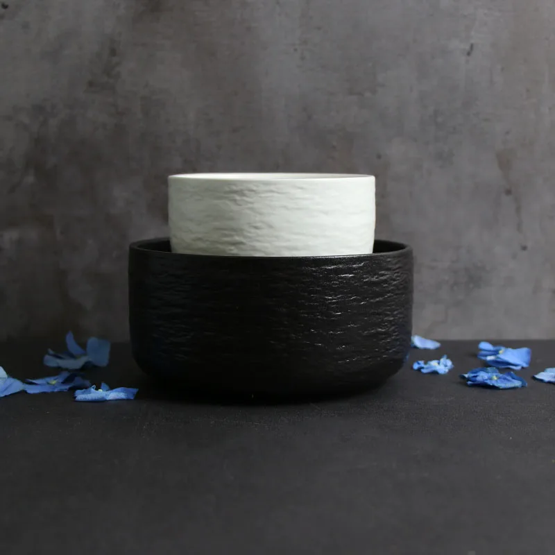 Фарфоровые штабелируемые миски Гуанчжоу Amaon, горячая керамика, матовый камень, черная суповая миска для отеля