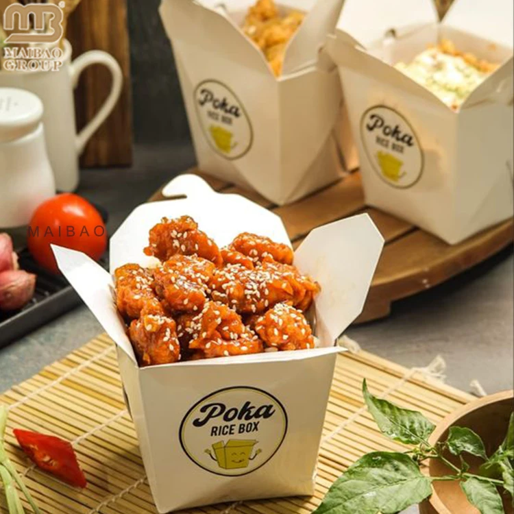 Пользовательская печать на 16 унций одноразовая вынос упаковочная упаковка для лапши коробки донор Kebab Упаковка еды Круфт -бумага китайская коробка с лапшой
