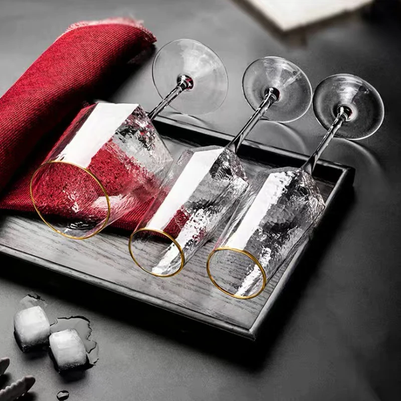 Подарочный набор бокалов для вина, оптовая продажа, бокалы для шампанского, прозрачные бокалы с золотой отделкой для вина для ресторана и отеля