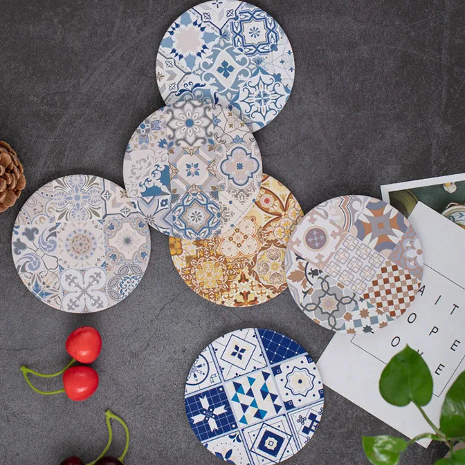 Eco-friendly Round Square Cork Coasters Europe Style Coffee Cup Holder Sublimation Printed for Sale