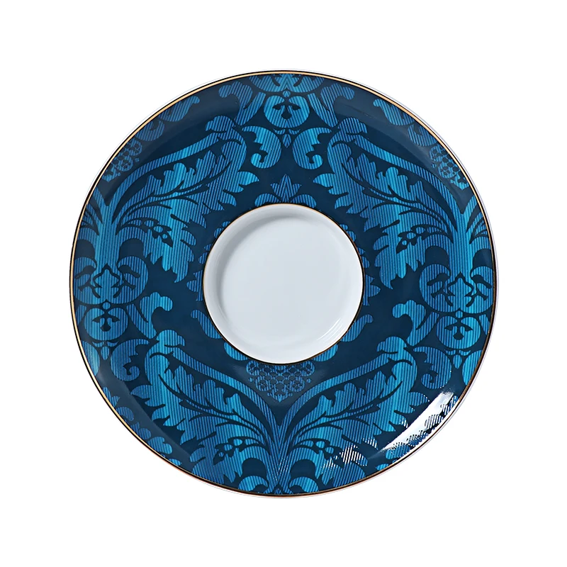 Чаепитие Фарфоровая чаша с золотыми краями Cubilose Супница Синяя костяная фарфоровая супница для кафе и ресторанов