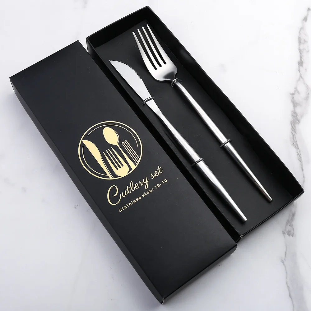 Wholesale Luxury Stainless Steel Cutlery Set Wedding Silverware Flatware Tableware Sustainable Steak Knife Fork Presentations