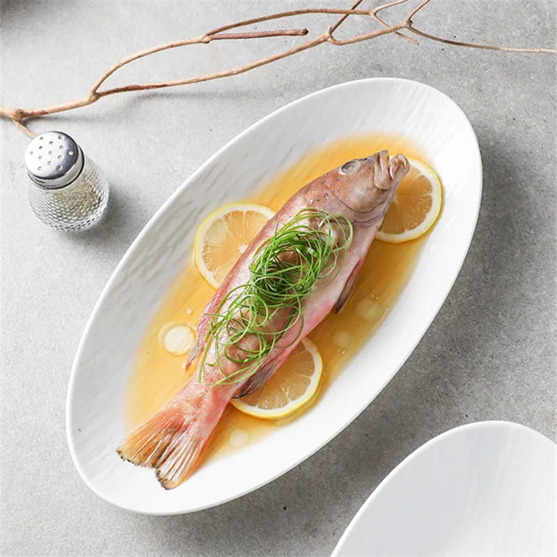 High Quality Simple Black White Dinner Plates Big Oval Western Food Soup Plate Bowl Deep Dish Straw Hat High-Grade Western Bowls