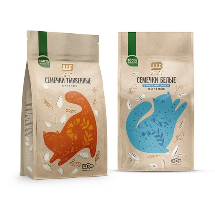 Экологичная переработанная крафт-бумага Мешок для корма для собак и кошек на заказ Мешки для корма по 100 фунтов Упаковка для пищевых продуктов с плоским дном Корм для собак Мешки по 20 кг